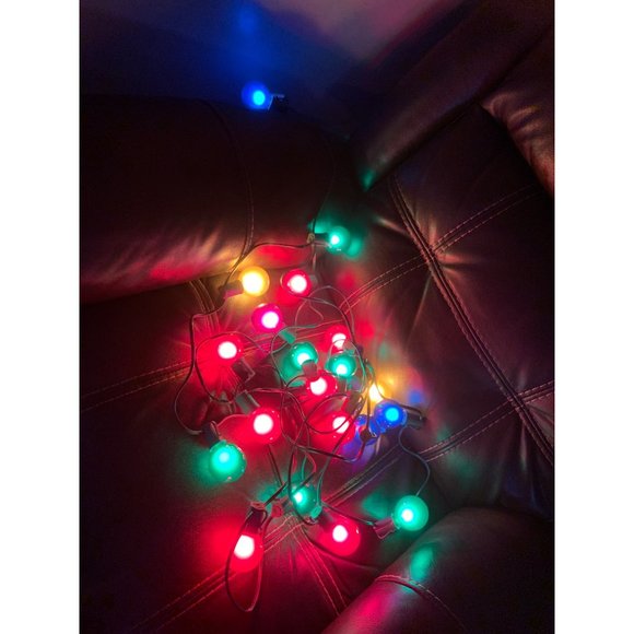 MCM Blow Mold Christmas Lights Blue, Red Green, and Gold 2 Inch Bulbs - Picture 5 of 6